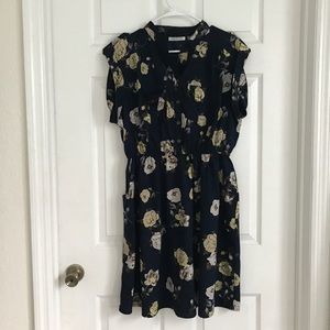Floral Short Sleeve Dress With Pockets